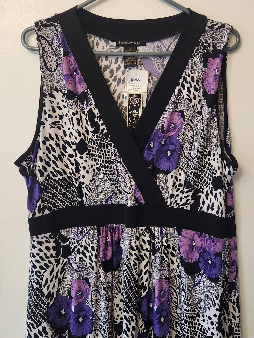 Sleeveless V-Neck Floral Maxi Dress in Purple and Black Sz Xl - Picture 4 of 6